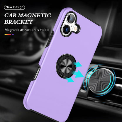 For iPhone 16 PC Hybrid TPU Magnetic Ring Holder Phone Case(Purple) - iPhone 16 Cases by buy2fix | Online Shopping UK | buy2fix