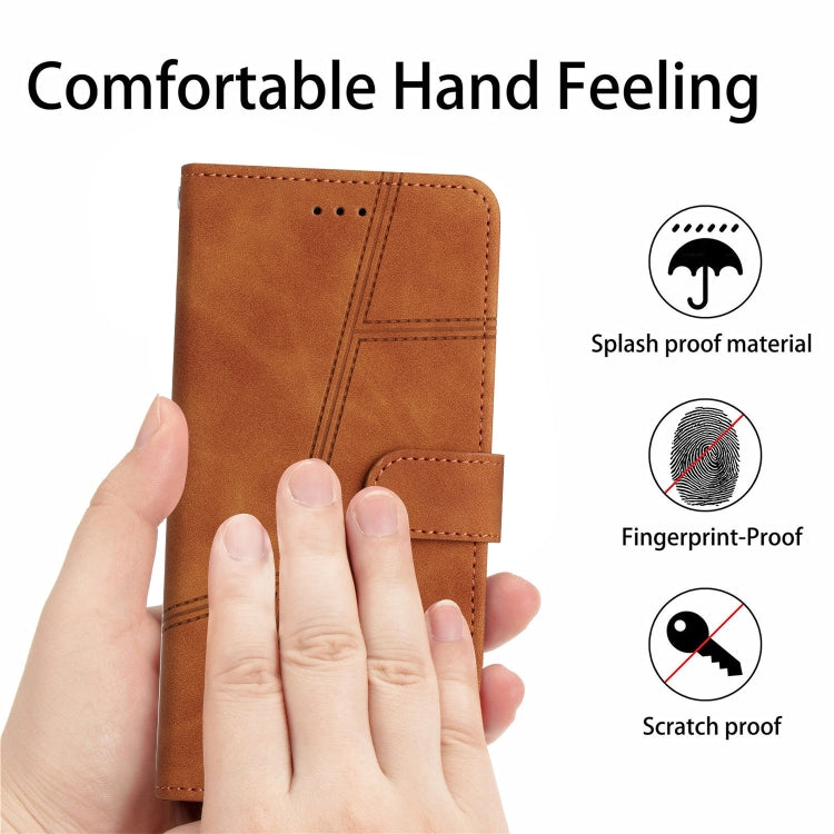 For iPhone 16 Pro Skin-feel Stitching Leather Phone Case(Brown) - iPhone 16 Pro Cases by buy2fix | Online Shopping UK | buy2fix