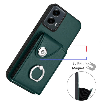 For Motorola Moto G 5G 2024 Organ Card Bag Ring Holder Phone Case(Green) - Motorola Cases by buy2fix | Online Shopping UK | buy2fix