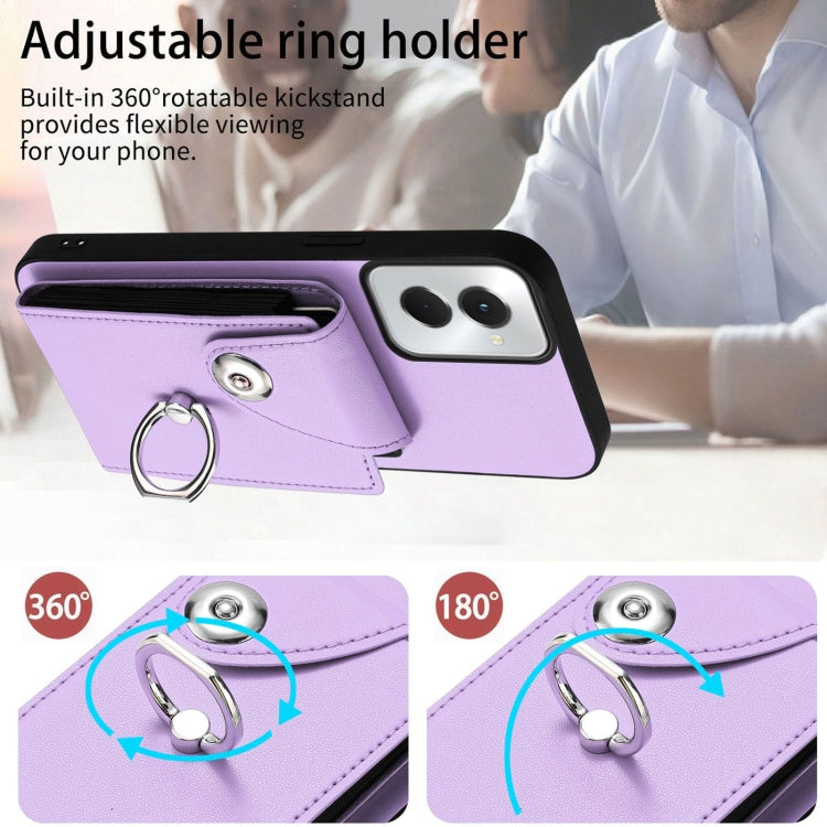 For Motorola Moto G Power 2024 5G Organ Card Bag Ring Holder Phone Case(Purple) - Motorola Cases by buy2fix | Online Shopping UK | buy2fix