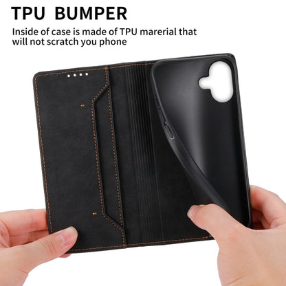 For iPhone 16 Plus Business Solid Color Magnetic RFID Leather Phone Case(Black) - iPhone 16 Plus Cases by buy2fix | Online Shopping UK | buy2fix