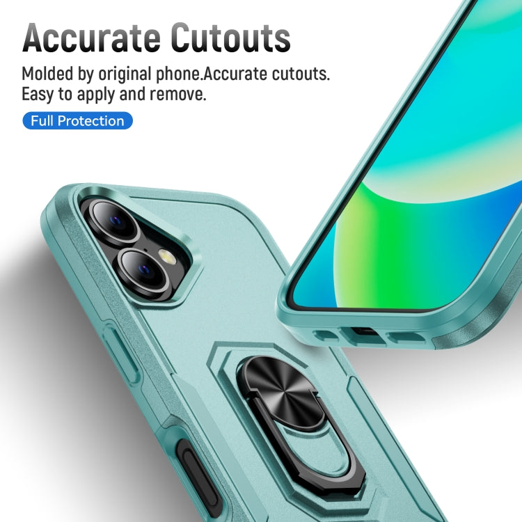 For iPhone 16 Plus Pioneer Armor Heavy Duty PC + TPU Phone Case with Holder(Green) - iPhone 16 Plus Cases by buy2fix | Online Shopping UK | buy2fix