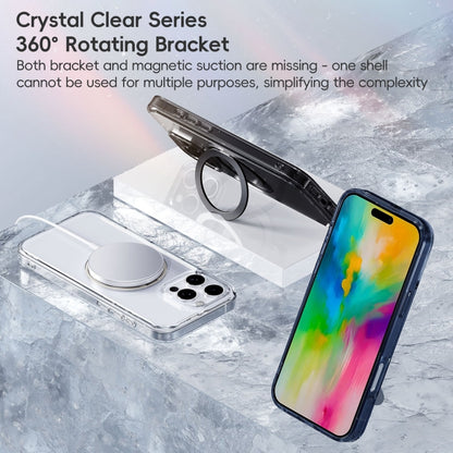 For iPhone 16 Plus Crystal Clear MagSafe Magnetic Holder Phone Case(Transparent Titanium Blue) - iPhone 16 Plus Cases by buy2fix | Online Shopping UK | buy2fix