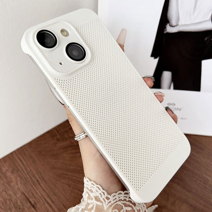 For iPhone 15 Frameless Oil Spray PC Cooling Phone Case(White) - iPhone 15 Cases by buy2fix | Online Shopping UK | buy2fix