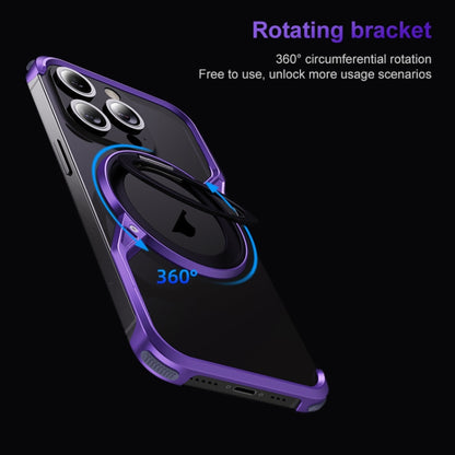 For iPhone 15 Pro Frameless Rotation Holder Magsafe Metal Phone Case(Dark Purple) - iPhone 15 Pro Cases by buy2fix | Online Shopping UK | buy2fix