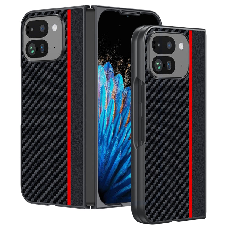 For Google Pixel 9 Pro Fold Ultra-thin Carbon Fiber Texture Printing Phone Case(Black Red) - Google Cases by buy2fix | Online Shopping UK | buy2fix