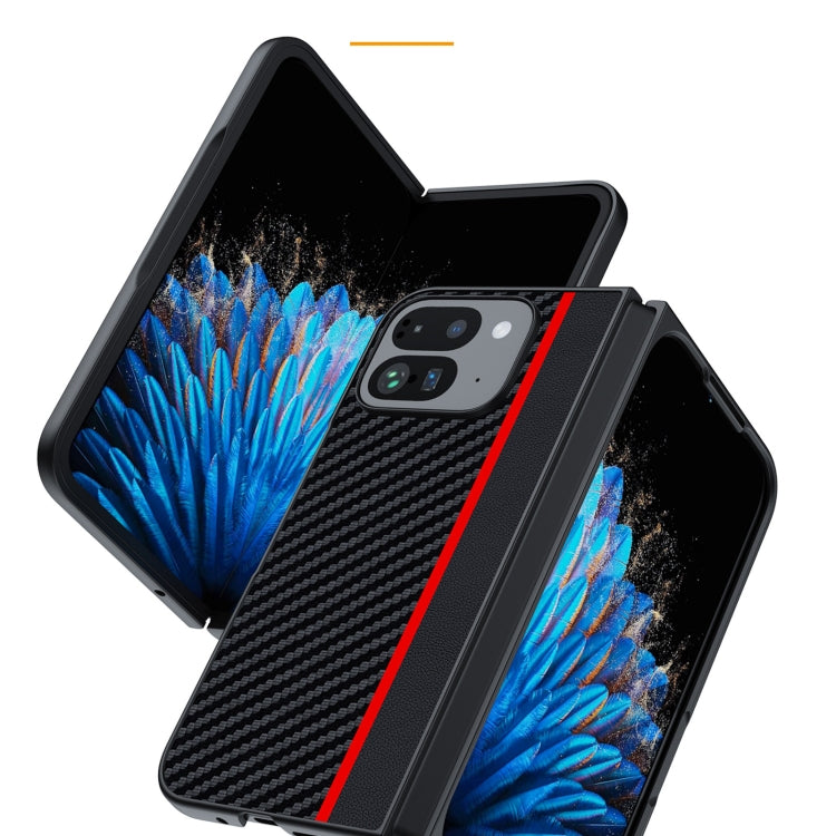 For Google Pixel 9 Pro Fold Ultra-thin Carbon Fiber Texture Printing Phone Case(Black Blue) - Google Cases by buy2fix | Online Shopping UK | buy2fix