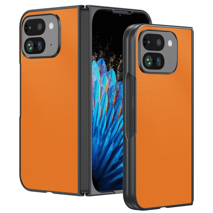 For Google Pixel 9 Pro Fold Ultra-thin Plain Skin Leather Phone Case(Orange) - Google Cases by buy2fix | Online Shopping UK | buy2fix