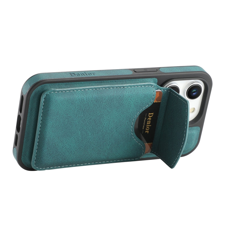 For iPhone 16 Denior D19 Skin Feel MagSafe Detachable Card Slot Phone Case(Blue) - iPhone 16 Cases by Denior | Online Shopping UK | buy2fix