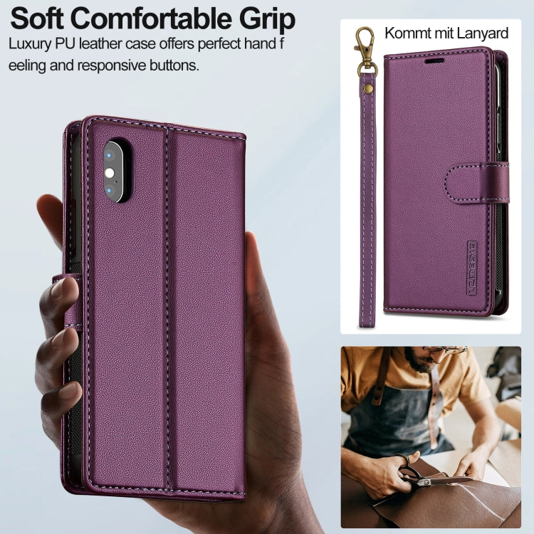 For iPhone X / XS LC.IMEEKE L2 Series Detachable Magsafe PU Phone Case with Lanyard(Purple) - More iPhone Cases by LC.IMEEKE | Online Shopping UK | buy2fix