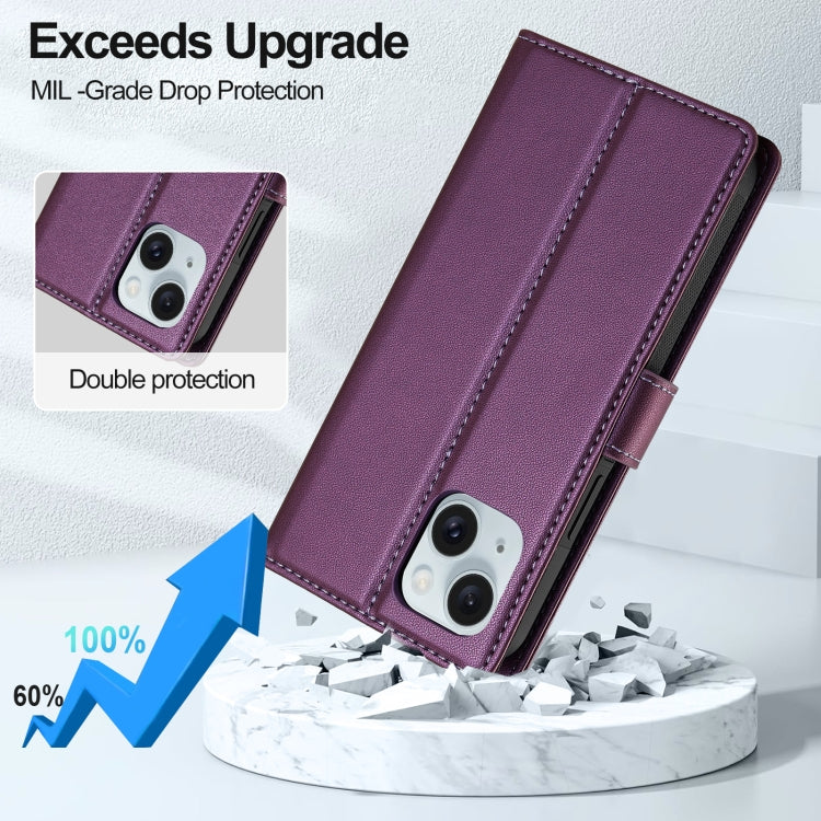 For iPhone 13 LC.IMEEKE L2 Series Detachable Magsafe PU Phone Case with Lanyard(Purple) - iPhone 13 Cases by LC.IMEEKE | Online Shopping UK | buy2fix