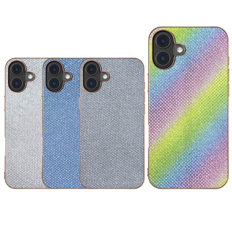 For iPhone 16 Plus Nano Plating Diamond Texture Phone Case(Blue) - iPhone 16 Plus Cases by buy2fix | Online Shopping UK | buy2fix