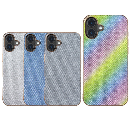 For iPhone 16 Nano Plating Diamond Texture Phone Case(Blue) - iPhone 16 Cases by buy2fix | Online Shopping UK | buy2fix