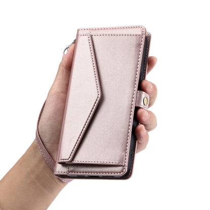 For Samsung Galaxy S25+ 5G Wallet Multi-card Slot Leather Phone Case with Lanyard(Rose Gold) - Galaxy S25+ 5G Cases by buy2fix | Online Shopping UK | buy2fix