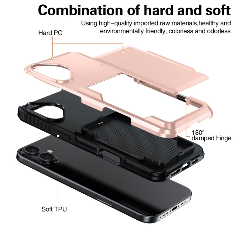 For iPhone 16 Pro Card Slot Holder Phone Case(Rose Gold) - iPhone 16 Pro Cases by buy2fix | Online Shopping UK | buy2fix