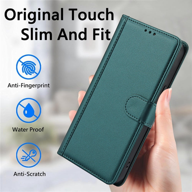 For Google Pixel 9 / 9 Pro Skin Feel Pure Color Card Slots Leather Phone Case with Dual Lanyard(Green) - Google Cases by buy2fix | Online Shopping UK | buy2fix