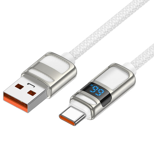 hoco U137 USB to USB-C / Type-C 5A Line Charging Data Cable with Display, Length:1.2m(White) - USB-C & Type-C Cable by hoco | Online Shopping UK | buy2fix