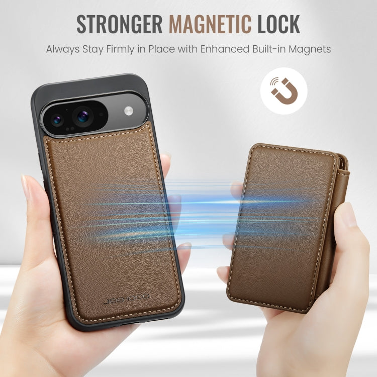 For Google Pixel 9 / 9 Pro JEEHOOD J05 Business Magnetic Style RFID Leather Phone Case(Brown) - Google Cases by JEEHOOD | Online Shopping UK | buy2fix