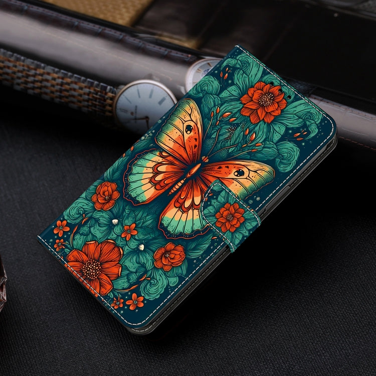 For Google Pixel 9 Pro XL Crystal Painted Leather Phone case(Flower Butterfly) - Google Cases by buy2fix | Online Shopping UK | buy2fix