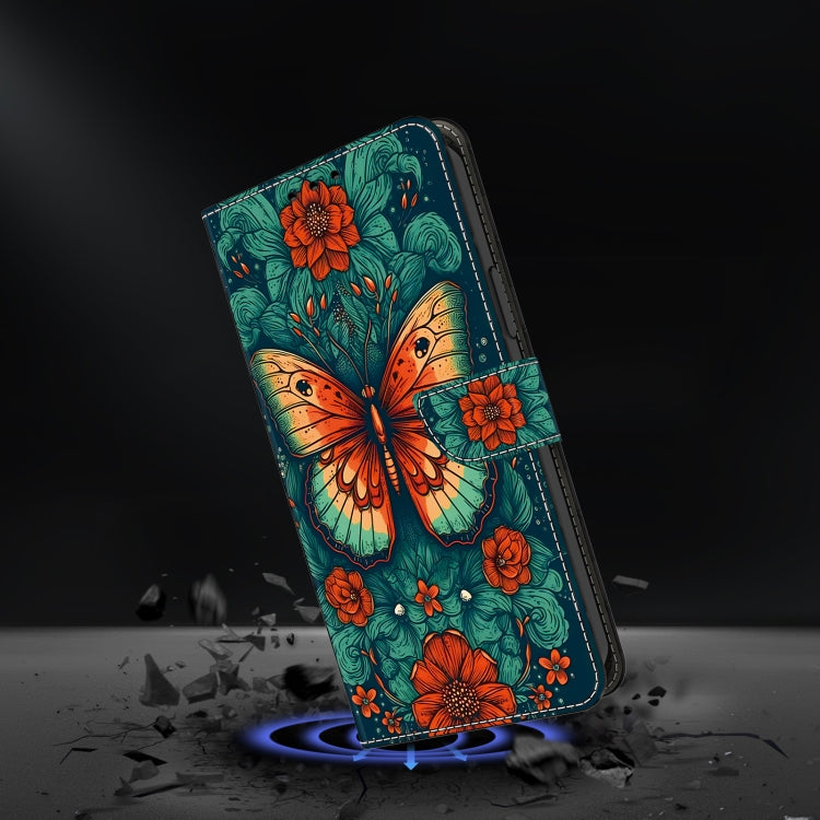 For Google Pixel 9 Pro XL Crystal Painted Leather Phone case(Flower Butterfly) - Google Cases by buy2fix | Online Shopping UK | buy2fix