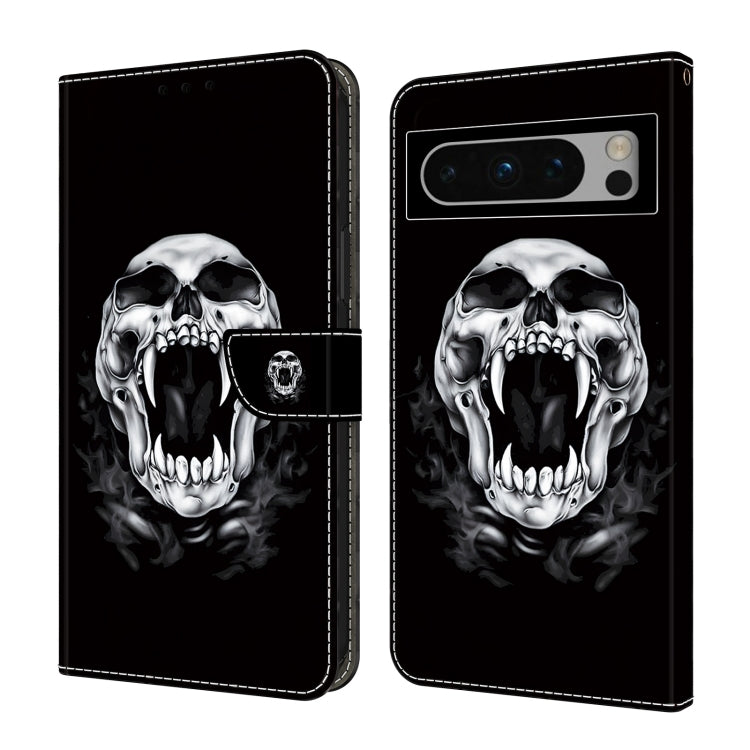 For Google Pixel 9 Pro XL Crystal Painted Leather Phone case(Skull) - Google Cases by buy2fix | Online Shopping UK | buy2fix