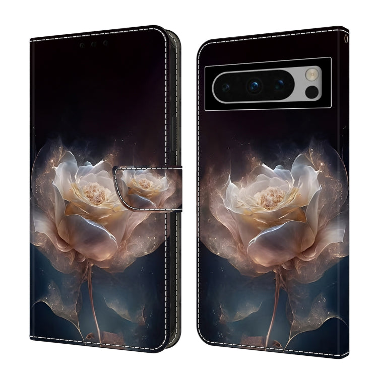 For Google Pixel 9 Pro XL Crystal Painted Leather Phone case(Peony) - Google Cases by buy2fix | Online Shopping UK | buy2fix