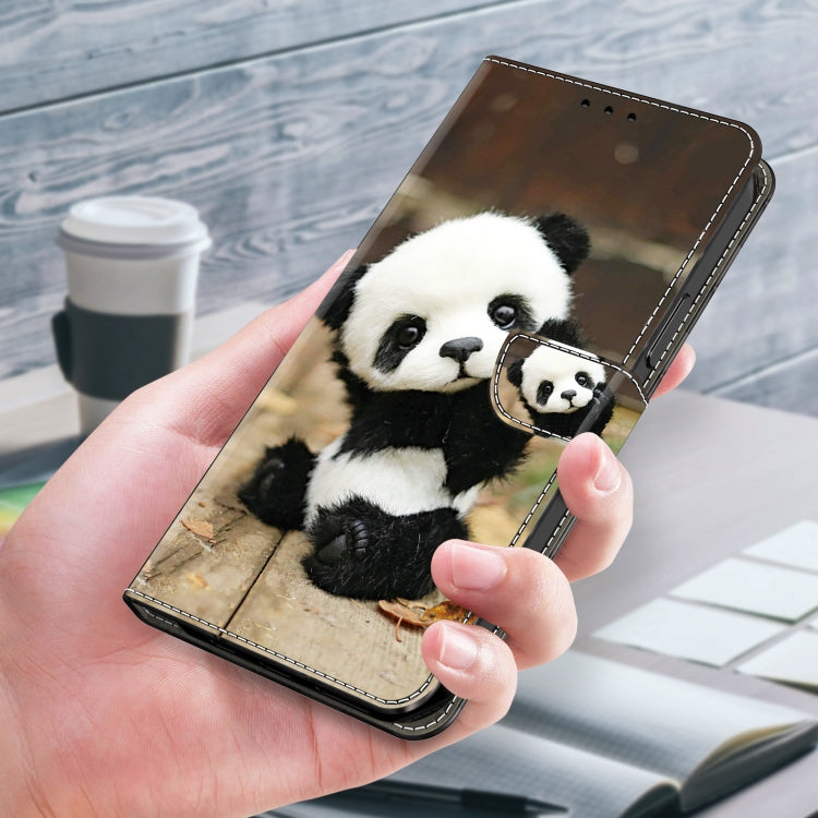 For iPhone 16 Crystal Painted Leather Phone case(Panda) - iPhone 16 Cases by buy2fix | Online Shopping UK | buy2fix