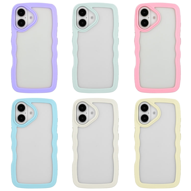 For iPhone 16 Candy Color Wave TPU Clear PC Phone Case(Blue) - iPhone 16 Cases by buy2fix | Online Shopping UK | buy2fix