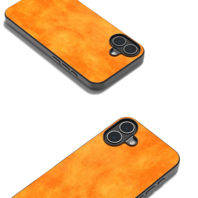 For iPhone 16 Plus Dual Color Lichi Texture PU Phone Case(Orange) - iPhone 16 Plus Cases by buy2fix | Online Shopping UK | buy2fix