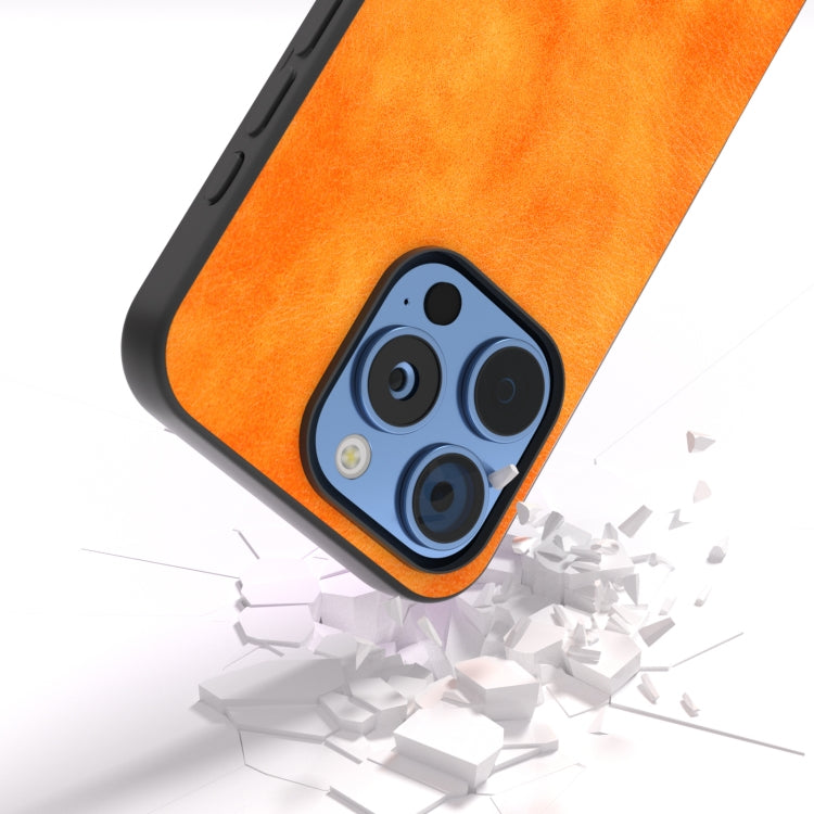 For iPhone 16 Pro Dual Color Lichi Texture PU Phone Case(Orange) - iPhone 16 Pro Cases by buy2fix | Online Shopping UK | buy2fix