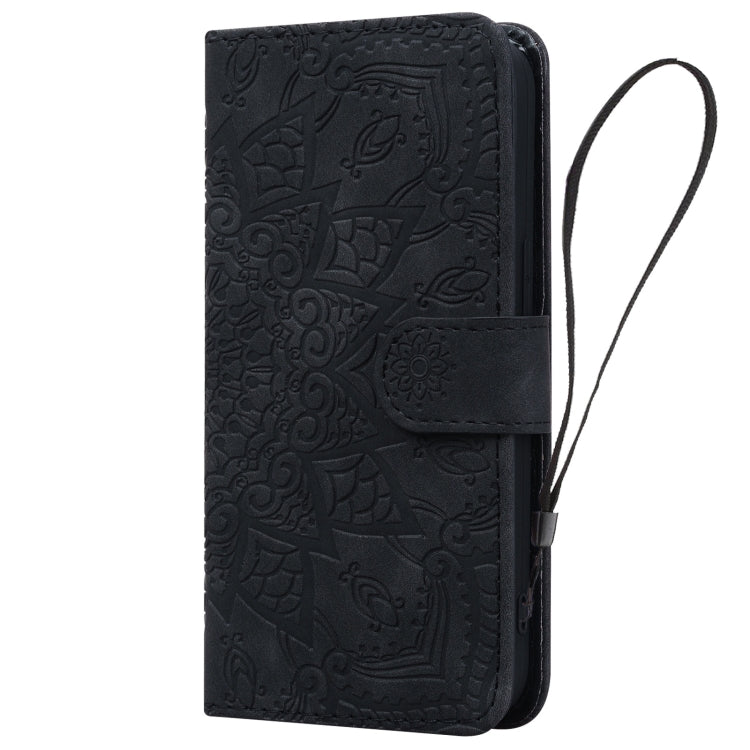 For Google Pixel 9 / 9 Pro Mandala Embossed Dual-Fold Calf Leather Phone Case(Black) - Google Cases by buy2fix | Online Shopping UK | buy2fix