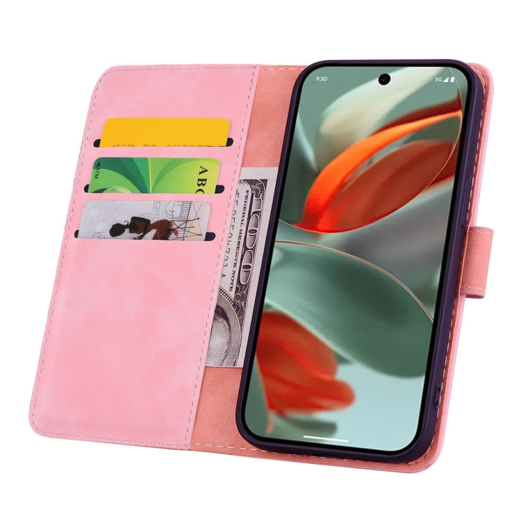 For Google Pixel 9 Pro XL Mandala Embossed Dual-Fold Calf Leather Phone Case(Pink) - Google Cases by buy2fix | Online Shopping UK | buy2fix