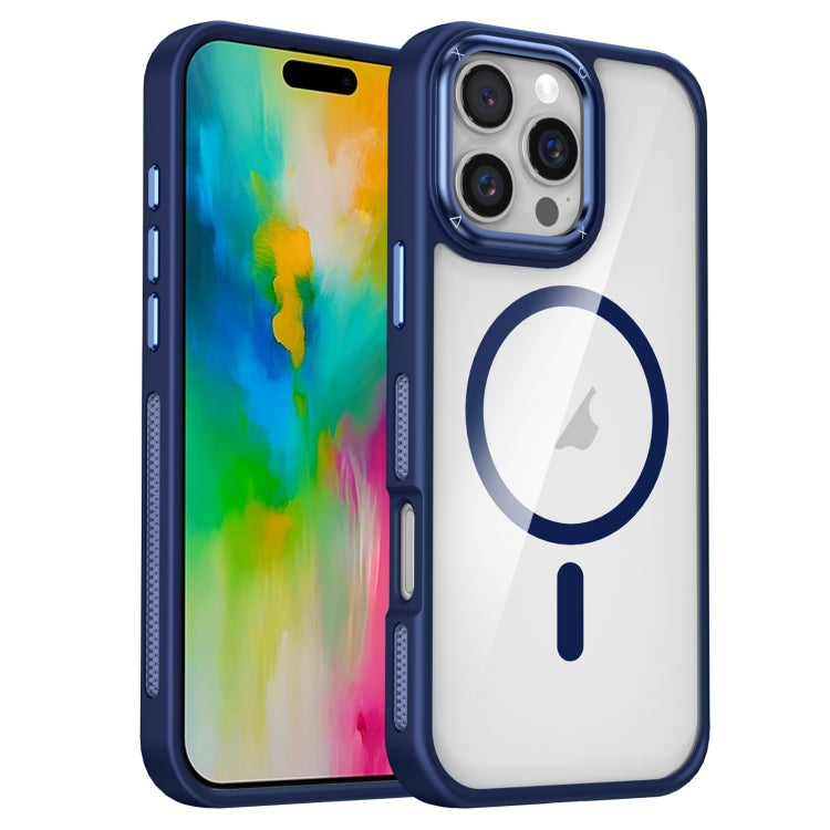 For iPhone 16 Pro Breathable Skin Feel Transparent MagSafe Magnetic Phone Case(Dark Blue) - iPhone 16 Pro Cases by buy2fix | Online Shopping UK | buy2fix