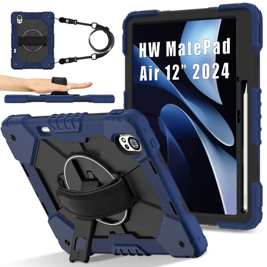 For Huawei MatePad Air 12 2024 Contrast Color Robot Silicone Hybrid PC Tablet Case(Navy Black) - Huawei by buy2fix | Online Shopping UK | buy2fix