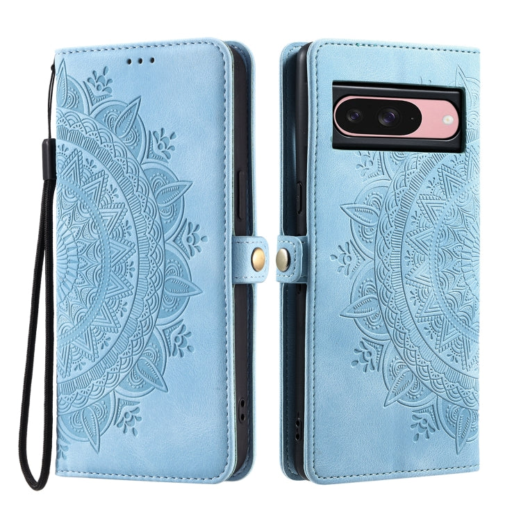 For Google Pixel 9 / 9 Pro Skin Feel Totem Embossed Leather Phone Case(Blue) - Google Cases by buy2fix | Online Shopping UK | buy2fix