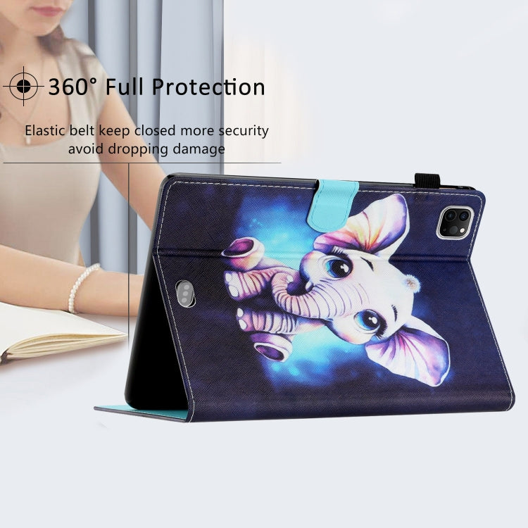 For iPad Pro 11 2024 Coloured Drawing Stitching Smart Leather Tablet Case(Elephant) - iPad Pro 11 2024 Cases by buy2fix | Online Shopping UK | buy2fix