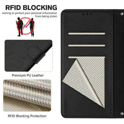 For Google Pixel 9 / Pixel 9 Pro Smile Embossing RFID Leather Phone Case(Black) - Google Cases by buy2fix | Online Shopping UK | buy2fix