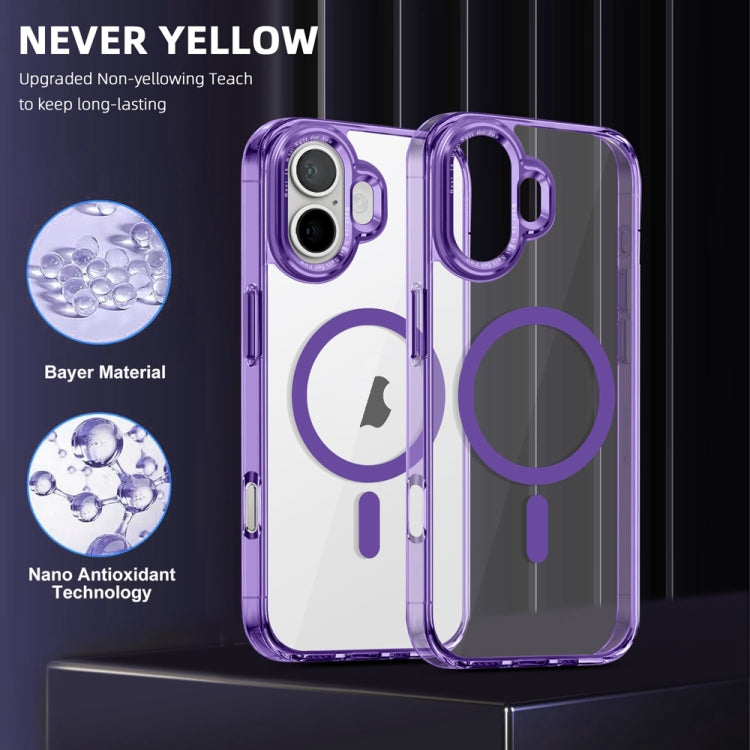 For iPhone 16 Plus Ice Color Magnetic Series Magsafe Magnetic PC Hybrid TPU Phone Case(Purple) - iPhone 16 Plus Cases by buy2fix | Online Shopping UK | buy2fix