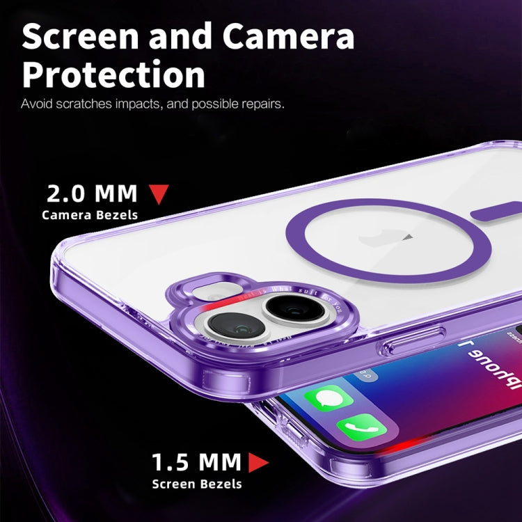 For iPhone 16 Plus Ice Color Magnetic Series Magsafe Magnetic PC Hybrid TPU Phone Case(Purple) - iPhone 16 Plus Cases by buy2fix | Online Shopping UK | buy2fix