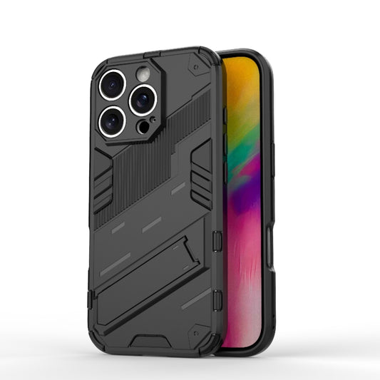 For iPhone 16 Pro Punk Armor 2 in 1 PC + TPU Phone Case with Holder(Black) - iPhone 16 Pro Cases by buy2fix | Online Shopping UK | buy2fix