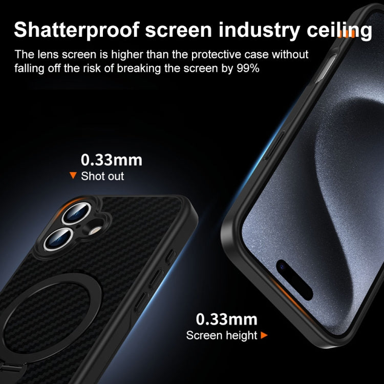 For iPhone 12 Pro Carbon Fiber MagSafe 360 Degree Rotating Holder Phone Case(Black) - iPhone 12 / 12 Pro Cases by buy2fix | Online Shopping UK | buy2fix