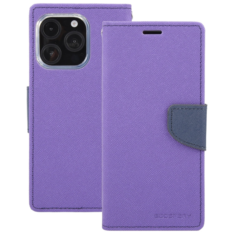 For iPhone 16 Pro Max GOOSPERY FANCY DIARY Cross Texture Leather Phone Case(Purple) - iPhone 16 Pro Max Cases by GOOSPERY | Online Shopping UK | buy2fix