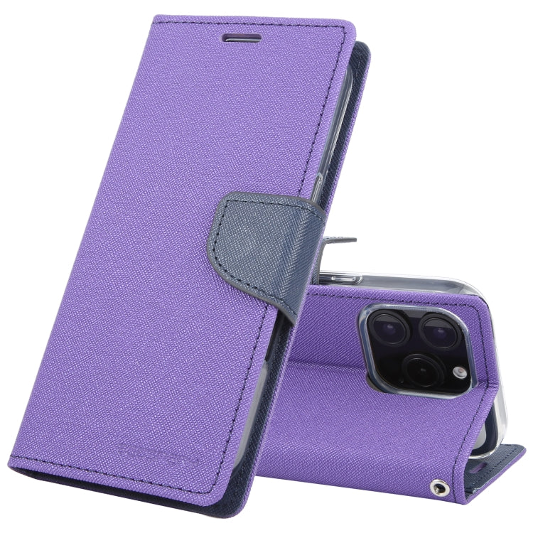 For iPhone 16 Pro GOOSPERY FANCY DIARY Cross Texture Leather Phone Case(Purple) - iPhone 16 Pro Cases by GOOSPERY | Online Shopping UK | buy2fix