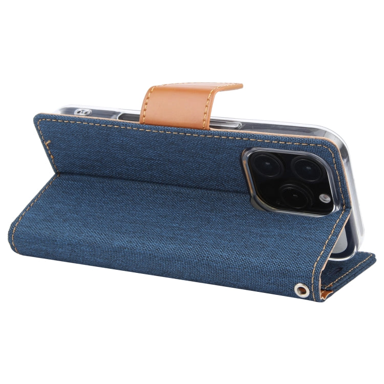 For iPhone 16 Pro Max GOOSPERY CANVAS DIARY Fabric Texture Flip Leather Phone Case(Navy Blue) - iPhone 16 Pro Max Cases by GOOSPERY | Online Shopping UK | buy2fix