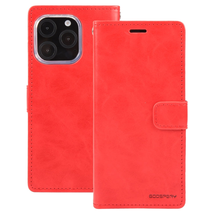 For iPhone 16 Pro Max GOOSPERY BLUE MOON Crazy Horse Texture Leather Phone Case(Red) - iPhone 16 Pro Max Cases by GOOSPERY | Online Shopping UK | buy2fix