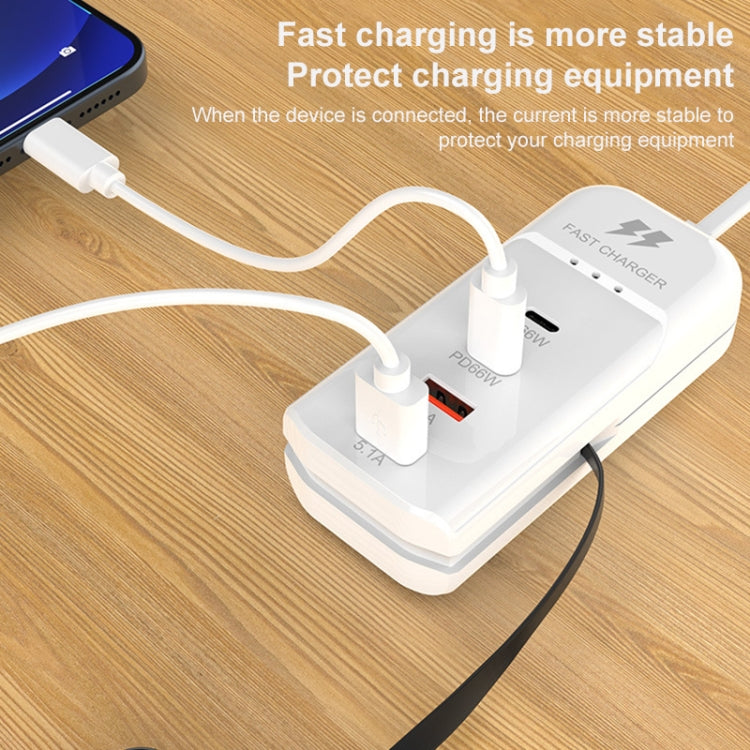 5 in 1 2 x PD 66W, 2 x USB Fast Charger Smart Power Socket, Length:1m(US Plug) - Multifunction Charger by buy2fix | Online Shopping UK | buy2fix