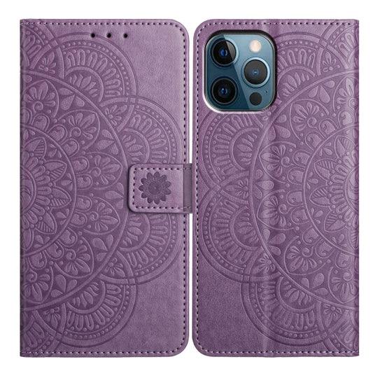 For iPhone 16 Pro Flower Embossed Leather Phone Case(Purple) - iPhone 16 Pro Cases by buy2fix | Online Shopping UK | buy2fix