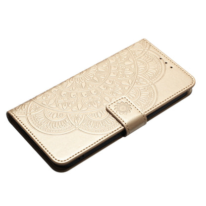 For iPhone 16 Pro Flower Embossed Leather Phone Case(Gold) - iPhone 16 Pro Cases by buy2fix | Online Shopping UK | buy2fix