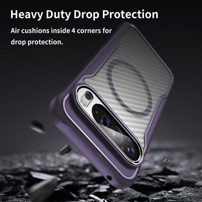 For Google Pixel 9 Pro XL Carbon Fiber Texture MagSafe Translucent Phone Case(Purple) - Google Cases by buy2fix | Online Shopping UK | buy2fix