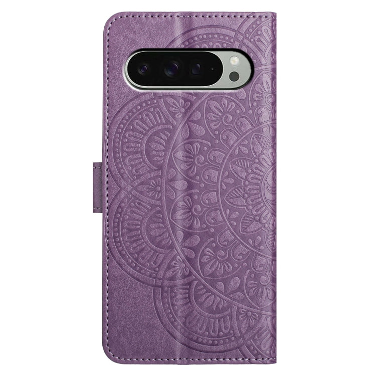 For Google Pixel 9 Pro XL Flower Embossed Leather Phone Case(Purple) - Google Cases by buy2fix | Online Shopping UK | buy2fix